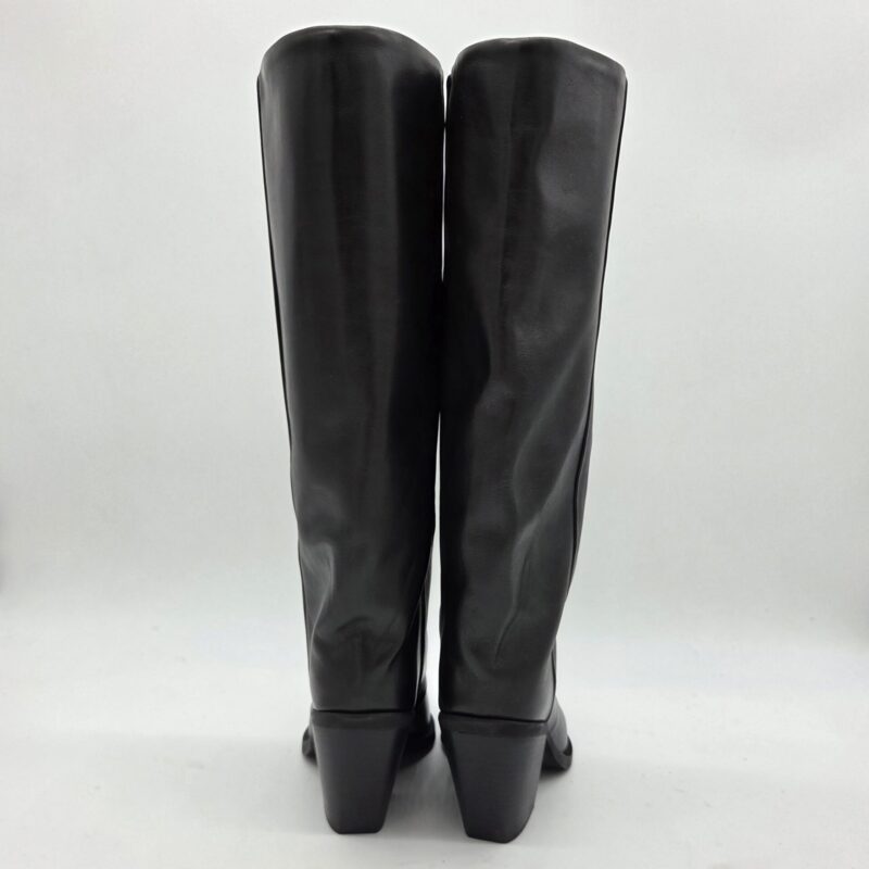Metisse texano donna pelle nero con ghetta tacco 8 cm