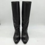 Metisse texano donna pelle nero con ghetta tacco 8 cm