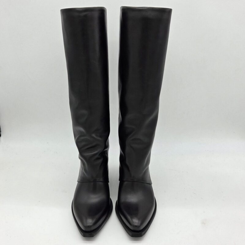 Metisse texano donna pelle nero con ghetta tacco 8 cm