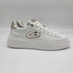 Alberto Guardiani Aeris sneakers donna pelle bianca con inserti oro