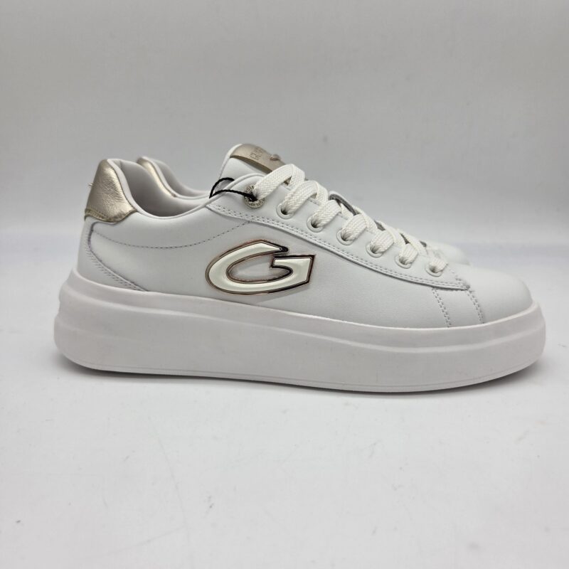 Alberto Guardiani Aeris sneakers donna pelle bianca con inserti oro