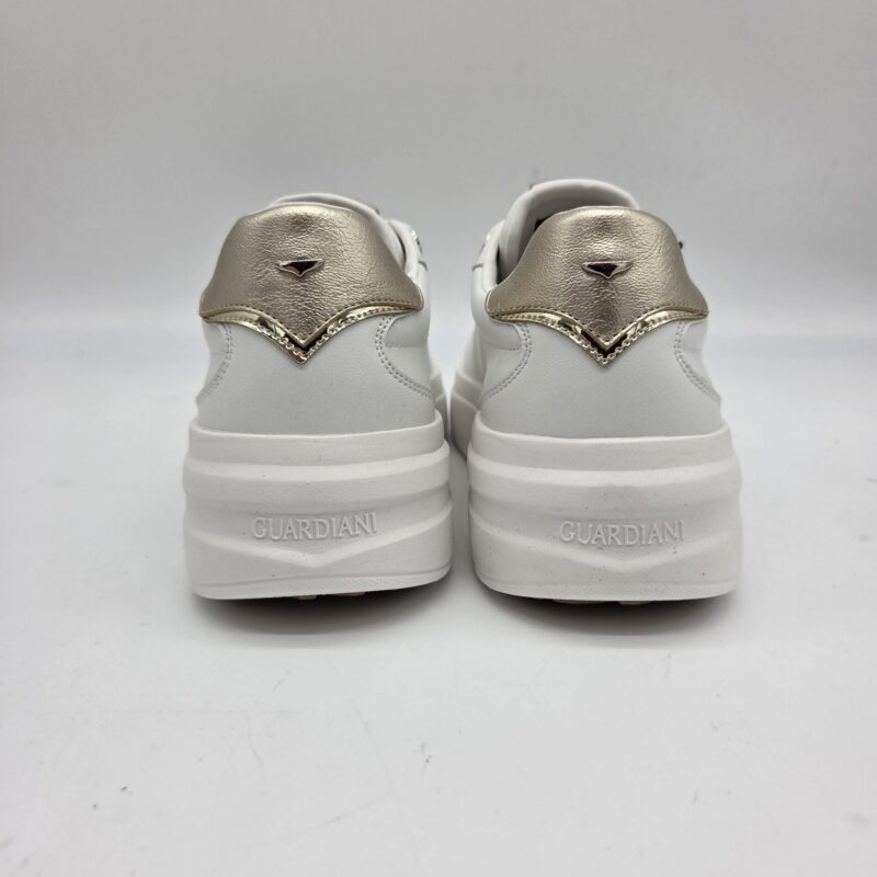 Alberto Guardiani Aeris sneakers donna pelle bianca con inserti oro
