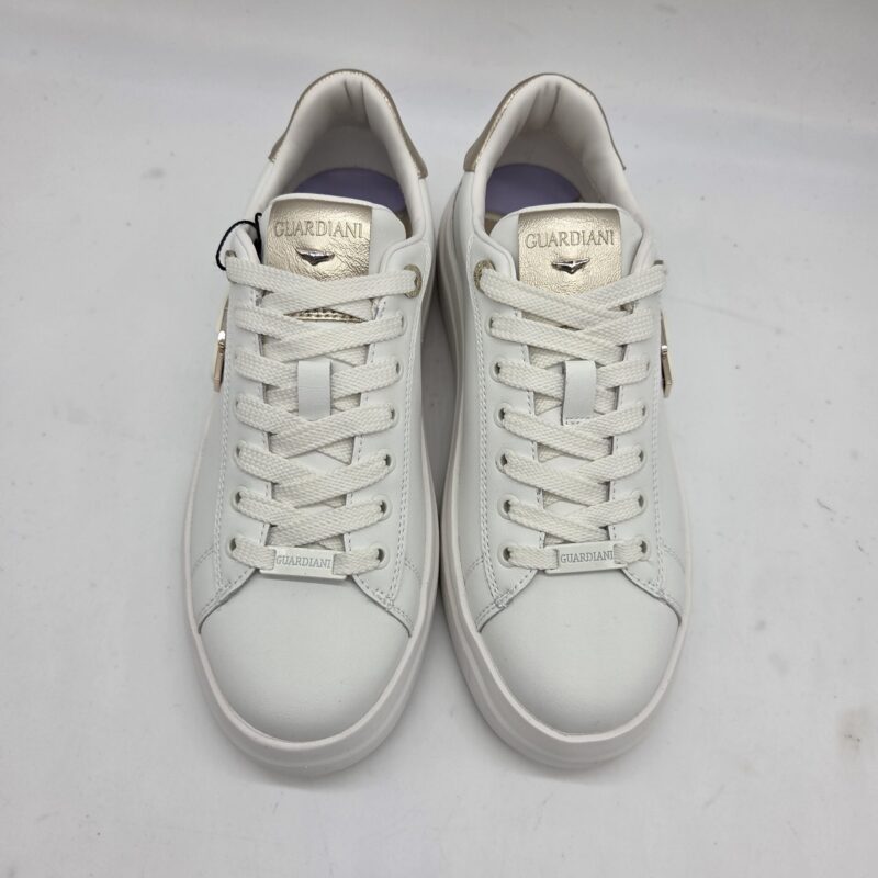 Alberto Guardiani Aeris sneakers donna pelle bianca con inserti oro